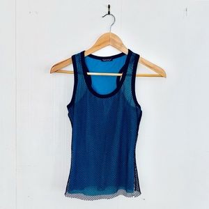 BUFFALO David Bitton bright blue/black mesh top